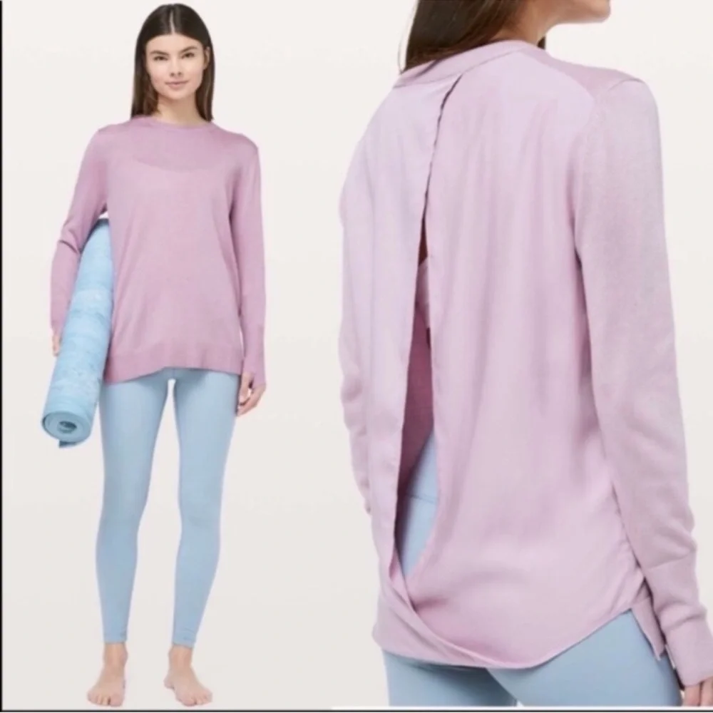 Lululemon Still‎ At Ease Open Back Sweater Size 6 Cashmere Blend